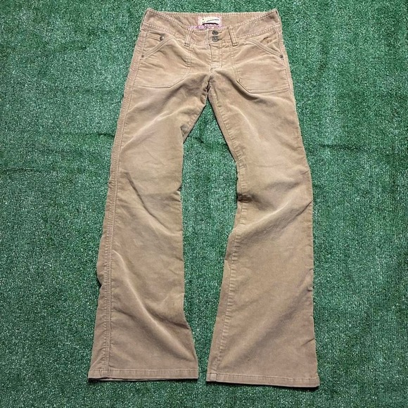 2K Abercrombie and fitch Tan and cream corduroy flare pants - Picture 2 of 6
